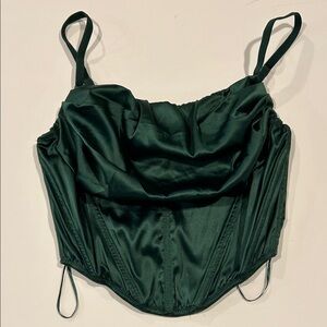 Urban Outfitters Lexi Green Satin Cowl Corset Bustier Goth Witchy Goddess